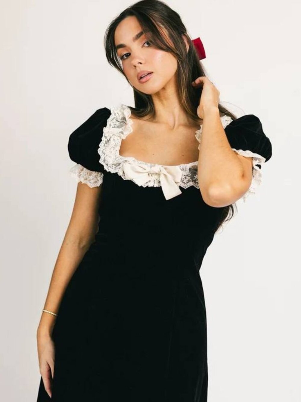 Sexy Colonial Wednesday Addams Crushed Velvet Lace Costume Dress XSmall